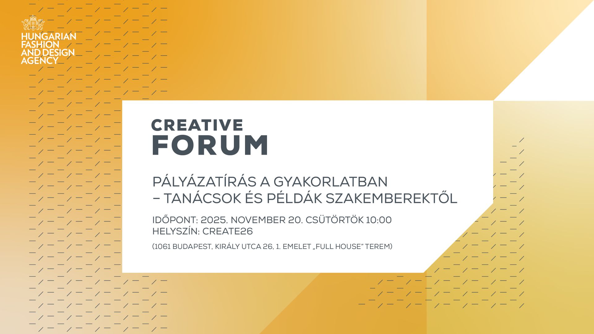 A pályázatírás gyakorlati oldaláról szól a következő Creative Forum